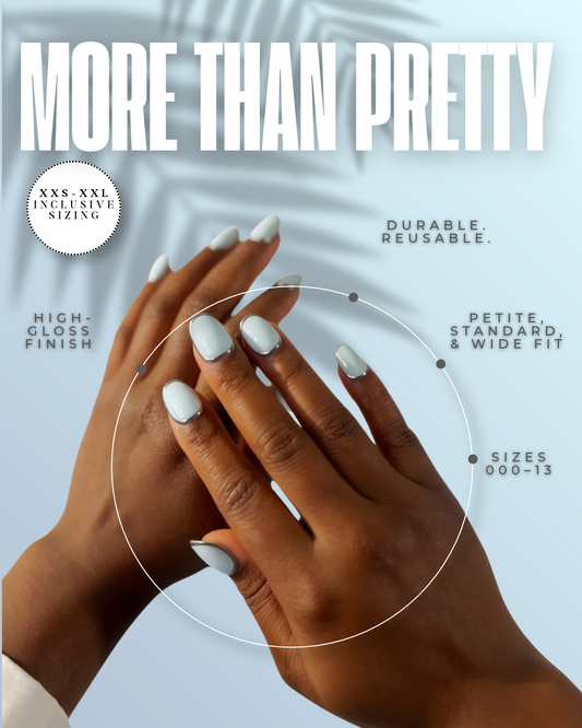 Blue and Bossy | Icy Blue Short Oval Press-On Nails | Petite, Standard, Wide Fit | 10PCS Reusable Salon Quality